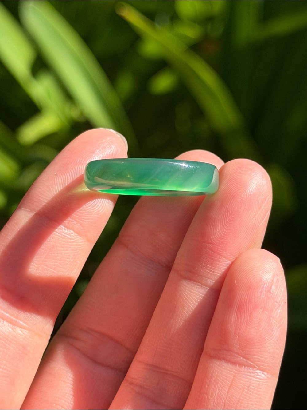 SIZE 9 Translucent Green Agate Ring 2597 - Picture 4 of 7